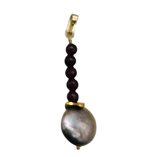 Load image into Gallery viewer, Natural Garnet and Pearl 14KGF Pendant | 1 1/2 Inch Long |
