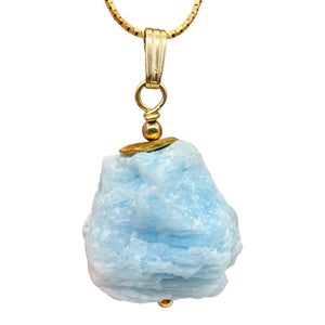 Hemimorphite 14K Gold Filled Natural Pendant | 1" Long | Blue | 1 Pendant |