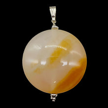 Load image into Gallery viewer, Natural Golden Mookaite Coin w/ Sterling Silver Pendant | 39mm | 2. 1/4&quot; Long |
