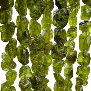 Garnet Nugget Strand | 16" Long | 12x10x8 to 10x8x6mm | Green | 33 Beads |