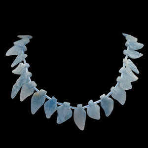 Natural Aquamarine Leaf Bead Strand | 145cts | 22x10x5 - 16x10x4mm | 35 Beads |