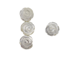 Load image into Gallery viewer, Mother of Pearl Parcel Carved Rose Beads | 12x6mm | White | 4 Beads |
