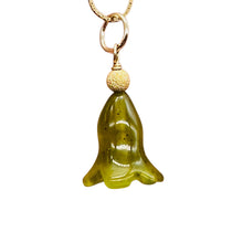 Load image into Gallery viewer, Jade Lily Flower 14K Yellow Gold Filled Pendant | Green | 1&quot; Long |
