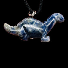 Load image into Gallery viewer, Sodalite Diplodocus Dinosaur Pendant | 1&#39; Long | Blue, White |
