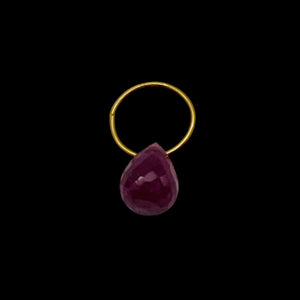 Natural Untreated Red Ruby 18K Briolette Bead Pendant | .91cts (TCW) | 5.5x4mm|