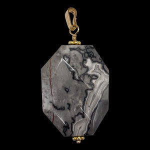 Picasso Jasper 14K Gold Filled Pendant | 1 3/4" Long | Gray/Black| 1 Pendant |