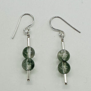 Sparkling Actinolite Quartz Sterling Silver Earrings | 1 1/2" long | 1 Pair |