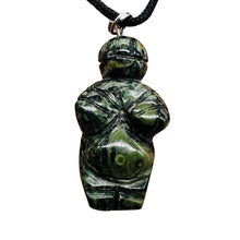Load image into Gallery viewer, Kambaba Stone Goddess Pendant Necklace | 3/4&#39; Long | Green, Black | 1 Pendant |
