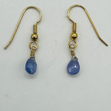 Load image into Gallery viewer, Tanzanite 14K Gold Filled Drop Wire Wrap Earrings | Lavender | 1 Inch Long |
