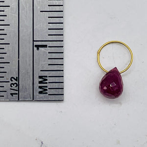 Natural Untreated Red Ruby 18K Briolette Bead Pendant | .91cts (TCW) | 5.5x4mm|