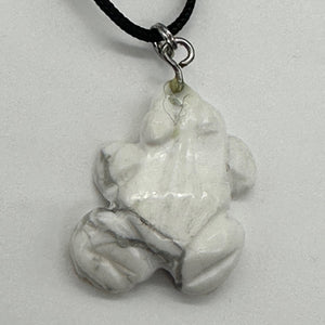 Howlite Stone Frog Pendant Necklace | 1 1/4" Long | White | 1 Pendant |