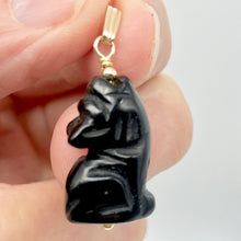 Load image into Gallery viewer, Obsidian Wolf Pendant Necklace | Semi Precious Stone Jewelry | 14k Pendant
