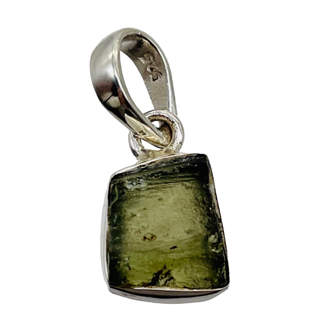 Moldavite 9.45ct Sterling Silver Square Pendant | 3/4