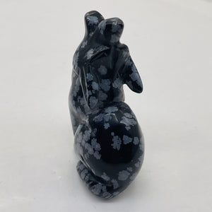 Hand-Carved Howling Coyote Wolf | 58x30x23mm | Black White | 1 Figurine |