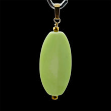 Load image into Gallery viewer, Chrysoprase Ridged Marquise Yellow Gold Pendant | 1 3/4' Long | Lemon Green |
