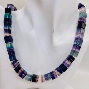Natural Fluorite 16" Strand | Purple Blue Green | 5mm | Cube |47 Beads |