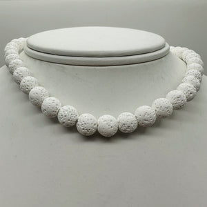 Lava Stone Round Beads 16" Strand | 8mm | White | 46 Beads |