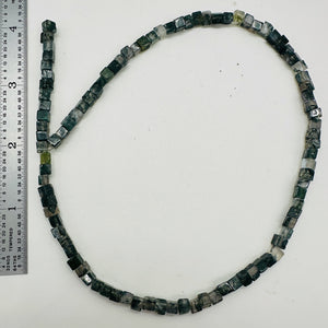 Exquisite Natural Moss Agate 4mm Cube Bead Strand 109471