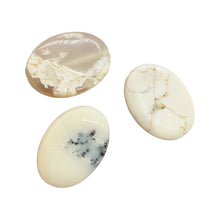 Load image into Gallery viewer, Soothing White Dendritic Opal Flat Oval Beads 004657
