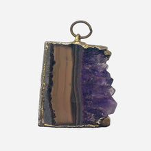 Load image into Gallery viewer, Amethyst Crystal Slice Gold Framed | 1 1/4&quot; Long | Purple Clear | 1 Pendant |
