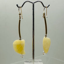Load image into Gallery viewer, Designer Carved Yellow Jade Leaf and 14Kgf Earrings 6139
