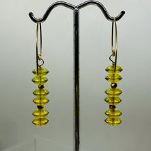 Load image into Gallery viewer, Natural Yellow Amber 6 Bead 14K Rose Gold Filled Dangle Earrings 1.5" Handmade
