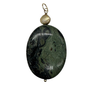 Exotic Kambaba Jasper Oval 14K Gold Filled Pendant | 2" Long | 1 Pendant |