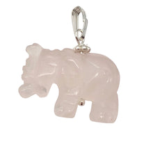 Load image into Gallery viewer, Rose Quartz Elephant Pendant Necklace|Semi Precious Stone Jewelry|Silver Pendant
