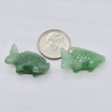 Load image into Gallery viewer, Swimmin&#39; 2 Carved Aventurine Fish Koi Carp Beads | 23x11x8mm | Green
