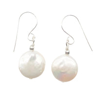 Load image into Gallery viewer, Creamy White Coin FW Pearl Drop/Dangle | 1 1/4&quot; Long | White | 1 Earrings
