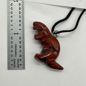 Red Jasper Tyrannosaurus Rex Dinosaur Pendant Necklace | 3/4" Long | Red |