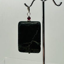 Load image into Gallery viewer, Tsunami Stone and Garnet14K Gold Filled Pendant | 35x25x7.5mm | Green, Red |

