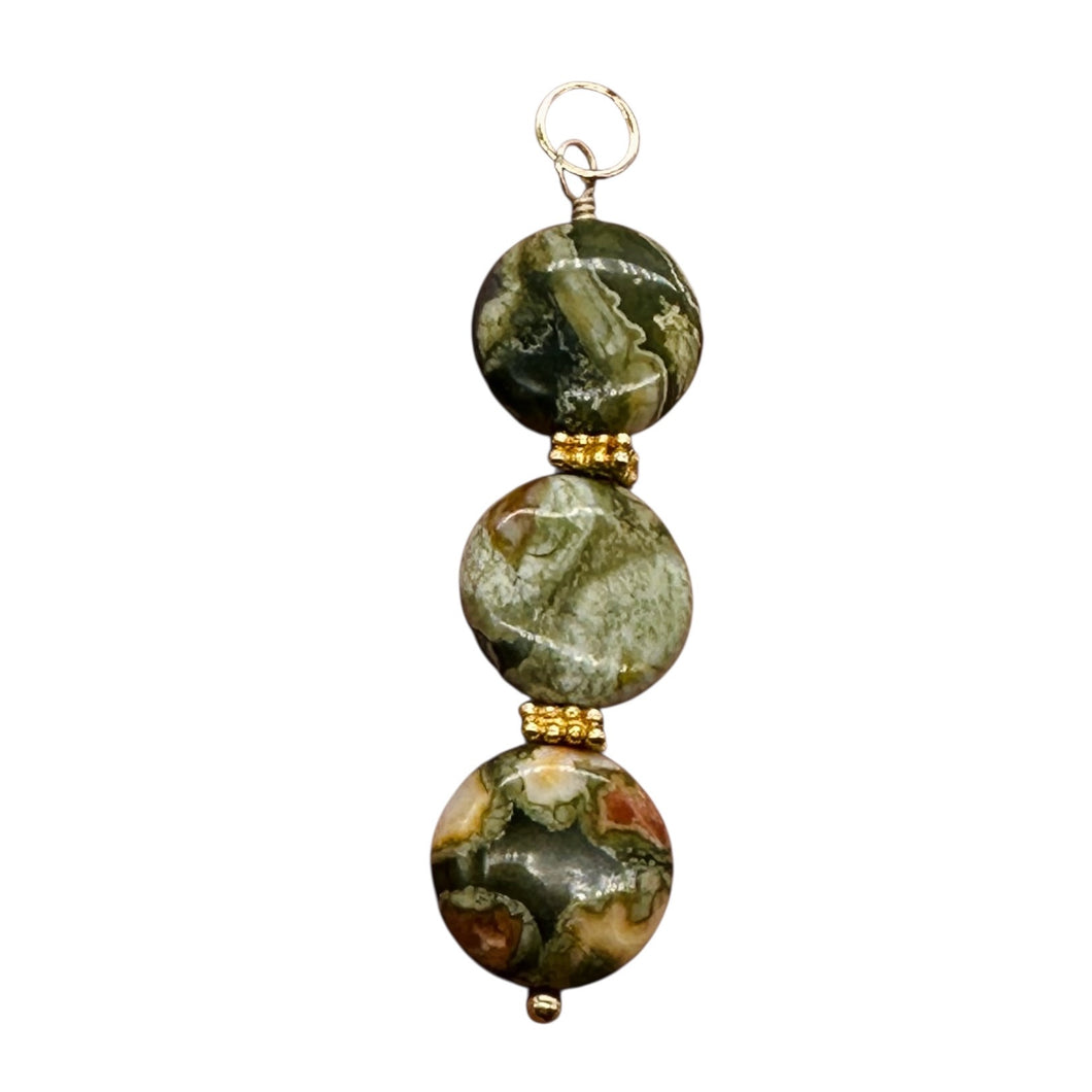 Raintree Rhyolite Jasper 14KGF Dangle Pendant | 2