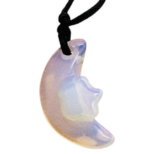 Load image into Gallery viewer, Blue White Opalized Glass Star and Moon Pendant Necklace Celestial
