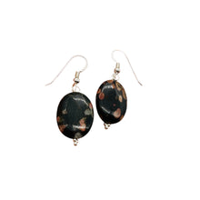 Load image into Gallery viewer, Natural Poppy Ocean Jasper Sterling Silver Earrings | Pink, Black | 1 1/4&quot; Long|
