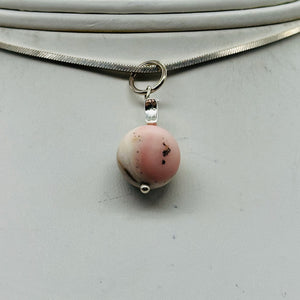 Pink Peruvian Opal Matte Finish Drop Pendant | Pink, Black | 1 1/4" Long |