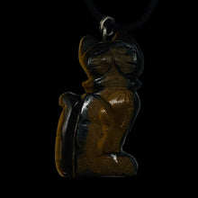 Load image into Gallery viewer, Tiger Eye Stone Kitty Cat Pendant Necklace | 1 1/2&quot; Long | Bronze |
