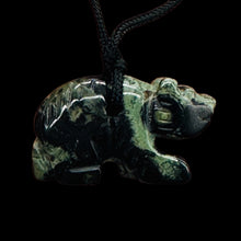 Load image into Gallery viewer, Kambaba Stone Panda Bear Pendant Necklace | 3/4&#39; Long | Green, Black | 1 Pendant
