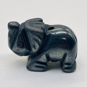 Wild 2 Hand Carved Hematite Elephant Beads | 22.5x21x10mm | Silver black