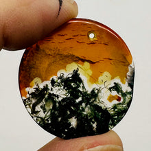 Load image into Gallery viewer, Limbcast Moss Agate Disc Pendant Bead | 34x2mm | Orange, White | 1 Bead |
