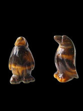 Load image into Gallery viewer, March of The Penguins 2 Tigereye Carved Animal Beads | 21x12x11mm | Golden Brown
