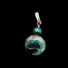 Load image into Gallery viewer, Chrysocolla Natural Semi Precious Stone Sterling Silver Pendant | 1 1/4&quot; Long|
