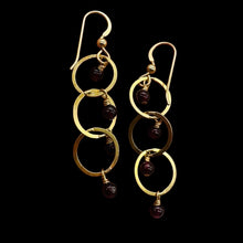 Load image into Gallery viewer, Rhodolite Garnet Dangling 14K Gold Filled Earrings | 2 inches long |
