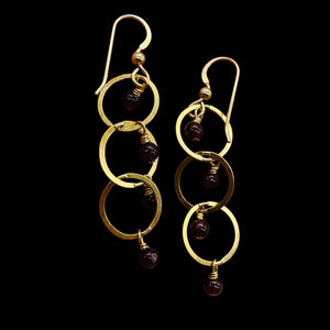 Rhodolite Garnet Dangling 14K Gold Filled Earrings | 2 inches long |