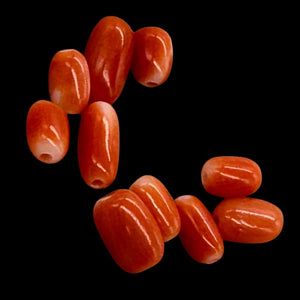Coral Oval Graduated Beads Parcel | 20 Beads | 8x4 to 6x3mm | Red |