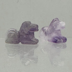 Adorable! 2 Carved Amethyst Horse Pony Beads