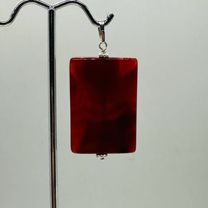 Carnelian Rectangle Cut 14kgf Pendant | 2" Long | 37x22mm (Carnelian) | Orange |