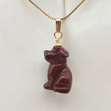 Load image into Gallery viewer, Red Jasper Dog Pendant Necklace | Semi Precious Stone Jewelry | 14k Pendant |
