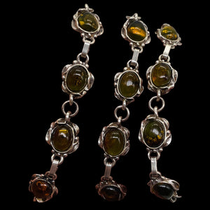 Amber Sterling Silver Bezel Set 8x6mm Stone Necklace| 16"| Green, Yellow Purple|