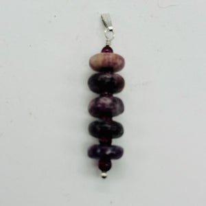 Natural Purple Lepidolite Dangle Sterling Silver Pendant | 1 1/2" Long |